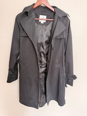 Sam Edelman Black Trench Coat with Notched Collar
